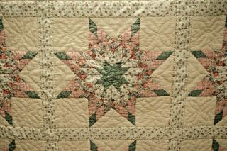 Q 3,  Vintage Quilt,  Hand Quilted,  Star Variation,  63 X 78 in.  1980 ' s 3