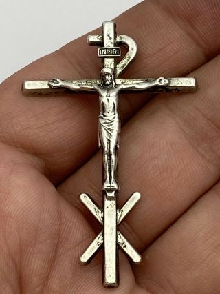 Vintage Creed Sterling Silver 925 Cross Religious Pendant For Necklace