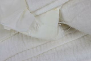Vintage Large White Woven Acrylic Satin Nylon Trim Blanket 70 