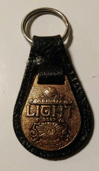 Vintage Schlitz Light Beer Advertising Leather Keychain