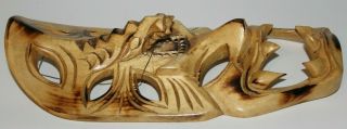 Wood Tribal Mask Hand Carved Solid Wood Devil Mask Decor (13 