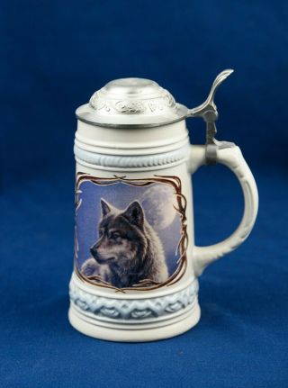 Unique Gerz Germany Pewter Lidded 8 " Beer Stein Wolf