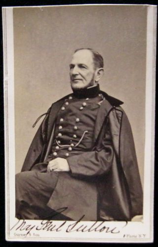 Cdv - Autographed Major General Sutton,  N.  Y.  S.  M.