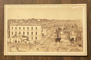 Antique Civil War Cdv Photo View Of Burnt District,  Richmond,  Va Ennis & Selden