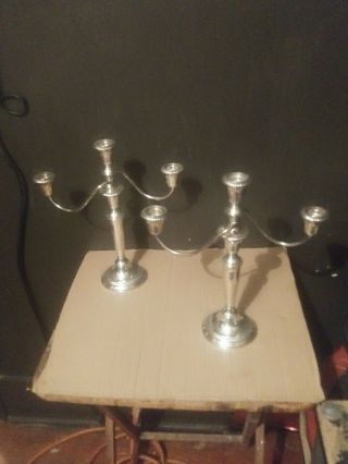A Vintage Amston Sterling Re - Enforced 503 Candle Stick Holders