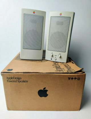 Vintage Apple Design Powered M6082 Computer Desktop Speakers 1993