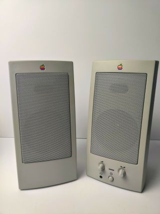 Vintage Apple Design Powered M6082 Computer Desktop Speakers 1993 2