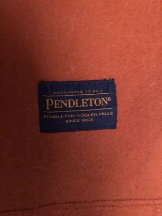 Pendleton Wool Blanket Made In The Usa.  54x84 Orange In Color.