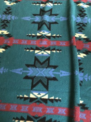 Vtg Biederlack Southwest Aztec Native Throw Reversible Blanket Green Black 004es