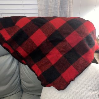 Vintage Marlboro Country Store Red And Black Buffalo Plaid Wool Blanket Sh