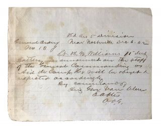 1862 Civil War Hand Written & Signed Letter Horatio Phillips Van Cleve