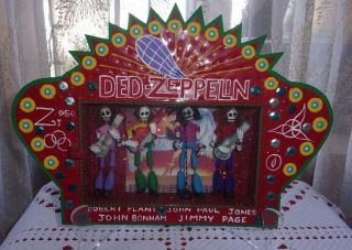 Mexican Folk Art Tin Shadow Box Diorama Ded Led Zeppelin Cielito Lindo Studios