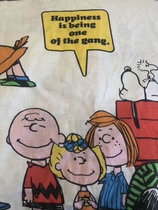 Vintage 1971 Charlie Brown Peanuts Gang Twin Flat & Fitted Sheets Happiness Is