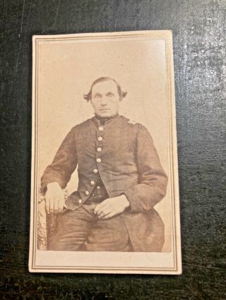 Cdv - Hampshire Officer In Frock Coat W / Cancelled Revenue Stamp