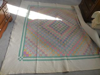 Vintage Handmade,  Hand Stitched Quilt 90 " X 88 ",  Probably