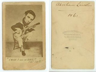 1862 President Abraham Lincoln Comic Cdv Photo - Wishing He Was In Dixie
