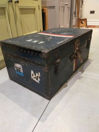 Vintage Trunk With Historical Stickers - Strong Form - Table? Storage?