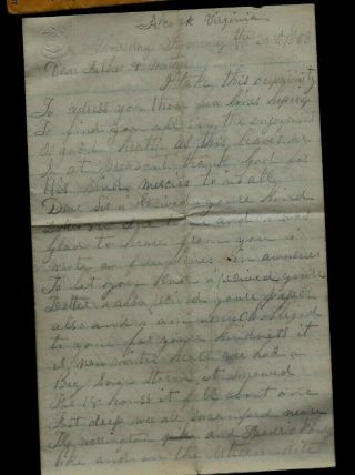 Civil War Letter - 9th York Cavalry,  Soldier Killed During Fight Alcock,  Va