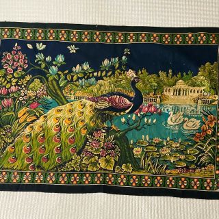 Vintage Turkish Decorative Textile Cloth Tapestry Peacock Art Wall Hanging