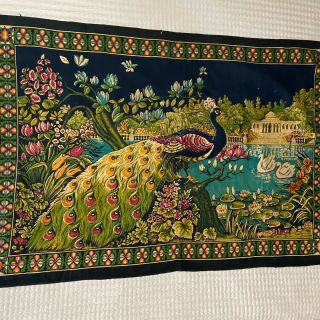 Vintage Turkish Decorative Textile Cloth Tapestry Peacock Art Wall Hanging 2