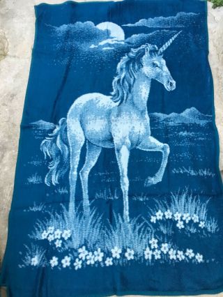 Vintage San Marcos Blanket Reversible Blue 6.  6ft (2m) X 4.  1ft (1.  27m)