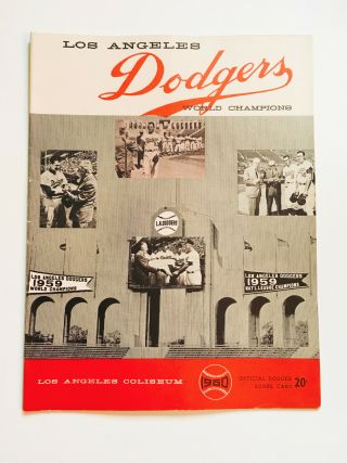 Vintage 1960 Los Angeles Dodgers World Champions Baseball Program Score Card 2