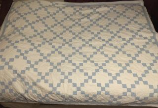Vintage Handmade Blue And White Patchwork Quilt
