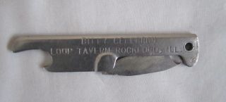 Vintage Bottle Opener Loop Tavern Rockford Il Folding Pocket Knife Advertising
