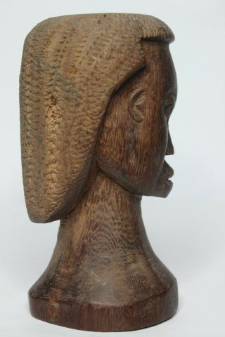 Vtg African Primitive Wood Carved Bust Head Man 6 "