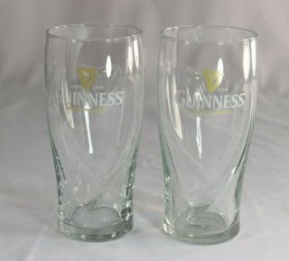 Set Of 2 Guinness Pint Beer Glass Glasses 16 Oz Pub Bar Embossed Harp