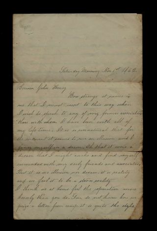 1862 North Vernon,  Nj - Civil War Letter To Soldier In 27th Jersey Infantry