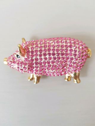 Butler & Wilson Vintage Pink Crystal Pig Brooch