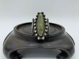 Very Old Fred Harvey Era Sterling Silver Green Turquoise Ring Sz 9