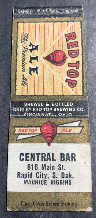 Red Top Ale Beer Matchbook Cover Cincinnati Ohio Rapid City South Dakota Bar