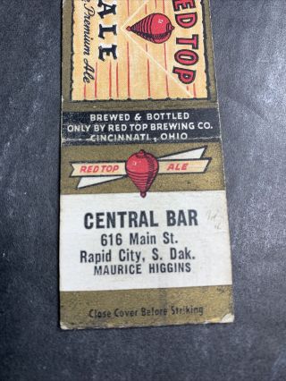 Red Top Ale Beer Matchbook Cover Cincinnati Ohio Rapid City South Dakota Bar 3