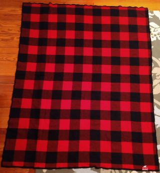 Marlboro Country Store Red/black Buffalo Plaid Throw Blanket Wool 54 " X70 "