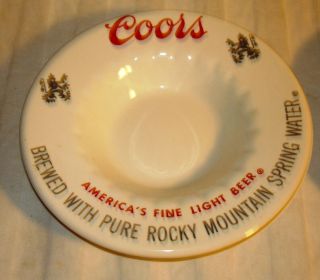 Vintage Ceramic Coors Beer Ashtray 6 " White Red Gray