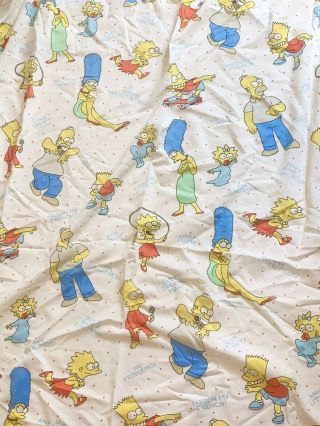 The Simpsons Twin Bed Sheets Flat & Fitted Collectible Fabric Vintage 1990
