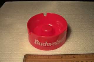 Vintage Budweiser Red Hard Plastic Ashtray 3 Slots