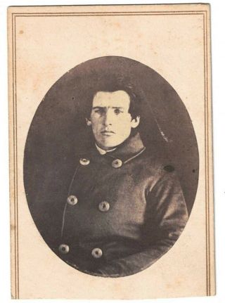Civil War Cdv Handsome Union Soldier In Military Coat,  C 1865 Ohio Or Indiana