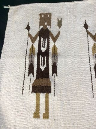 Vintage Native American Yei Navajo hand woven wool rug wall hanging weaving 2