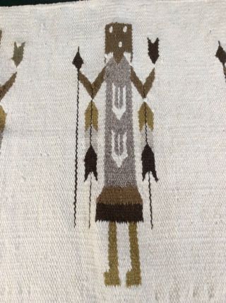 Vintage Native American Yei Navajo hand woven wool rug wall hanging weaving 3