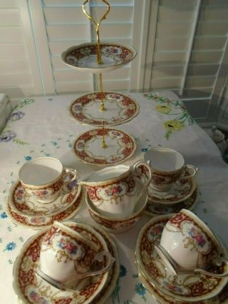 Vintage Queen Anne " Regency " Part 15 Piece Teaset/small Mini Cake Stand