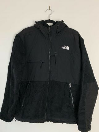 Vintage The North Face Denali Mens Black Hooded Full Zip Fleece Size Medium M