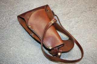 Vintage Military Brown Leather Shoulder Holster For Gun / Pistol