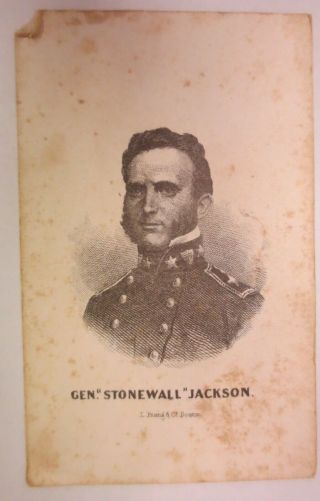 Civil War Prang Cdv Image Of Cs Gen.  Thomas Stonewall Jackson