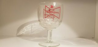 Vintage Budweiser Red Bowtie Thumbprint Goblet Glass Beer Mug