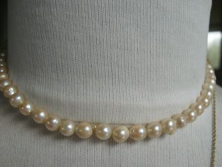 Vintage Japanese Baroque Akoya Pearl 9 Carat Rose Gold Choker Necklace 14.  25 In