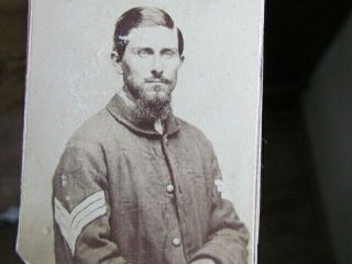 Civil War Sergeant In Orleans With Tax Stamps Cdv Photograph