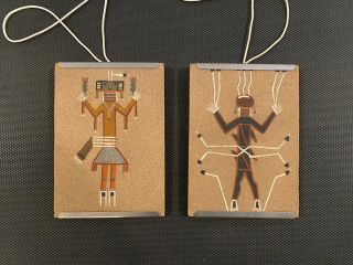 Pair - Native American Sand Painting Art,  Signed